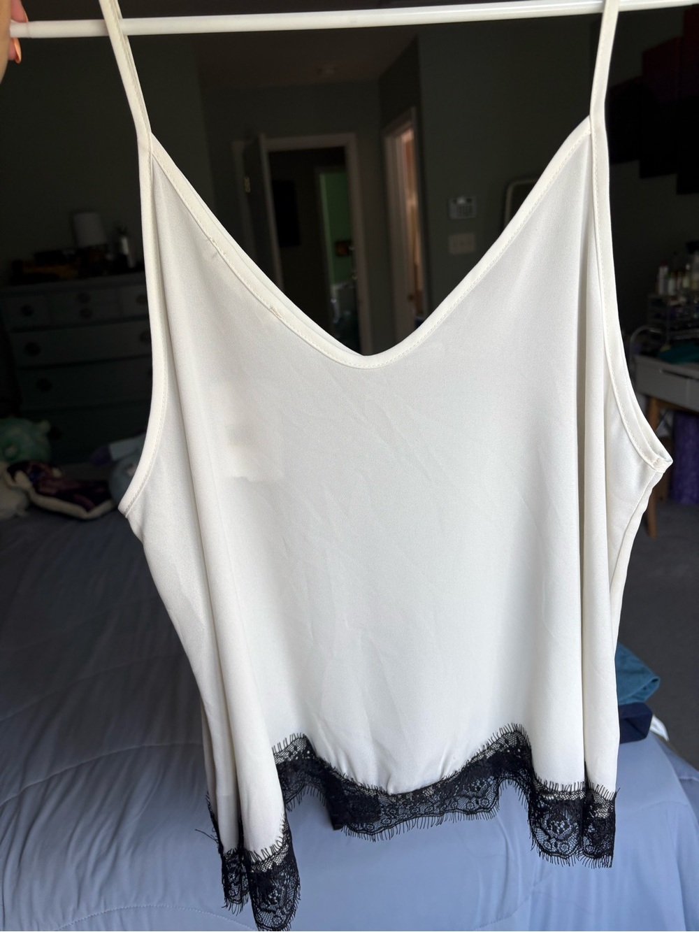 Women's Ivory Lace-Hem Cami Top